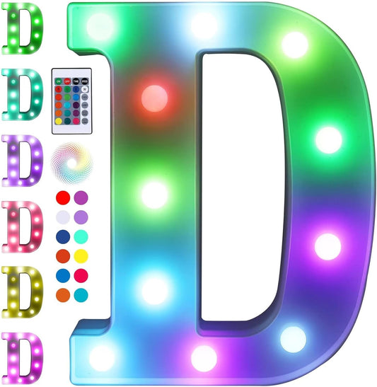 Foaky Colorful LED Letter Lights with Remote,Marquee Light Up Letters Sign for Night Light Wedding/Birthday Party Battery