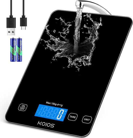 KOIOS Food Scale, 33lb/15kg Digital Kitchen Scale Weight in Grams and Ounces for Cooking Baking, 1g/0.1oz Precise