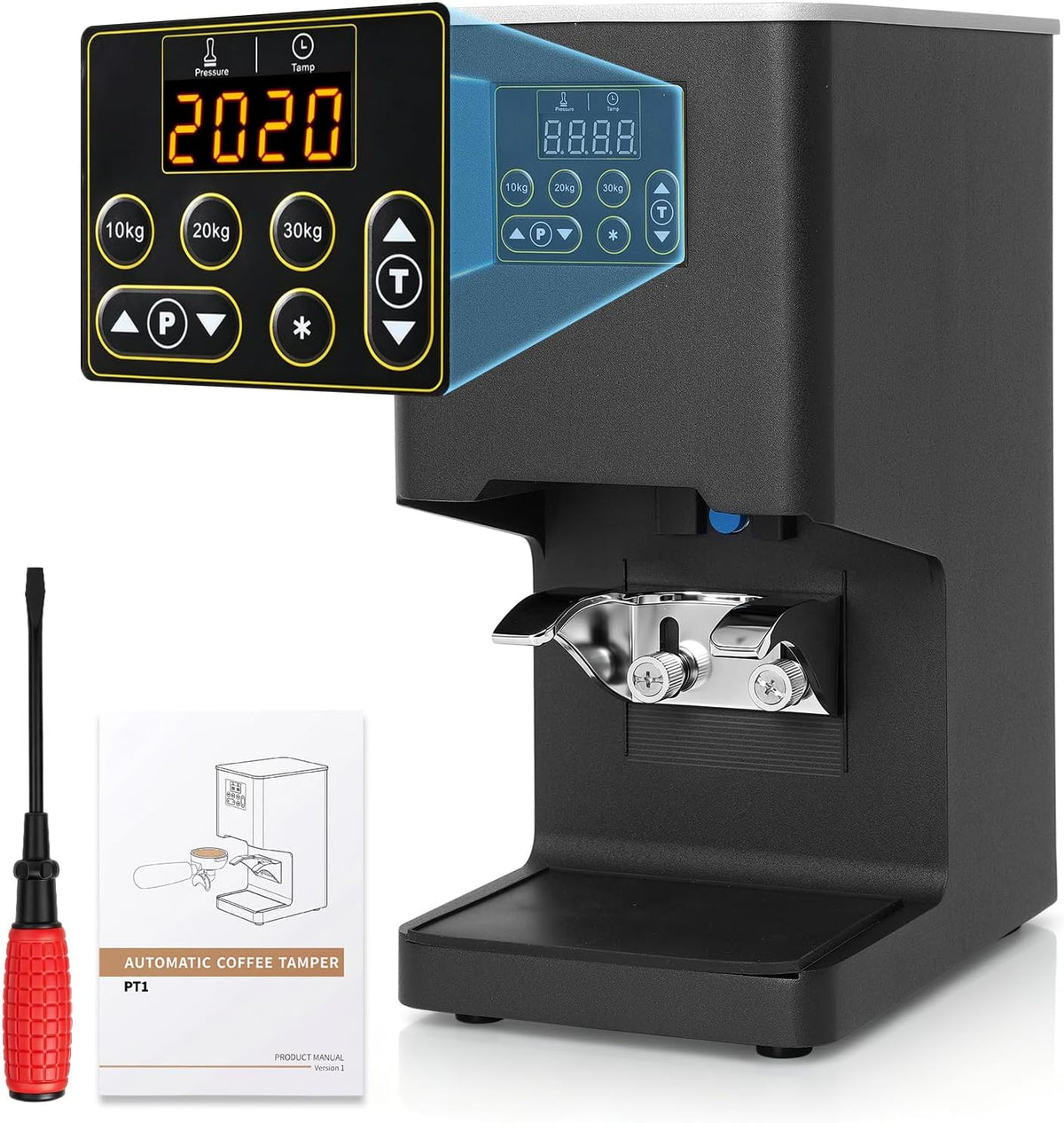 Electronic Automatic Espresso Tamper, 58mm Coffee Tamper | Multi-Tamp 1-3x Espresso Distribution Tool | Adjustable Pressure 2-38kg Electric Tamper | CE Certified | Home &amp; Commercial Barista Tool