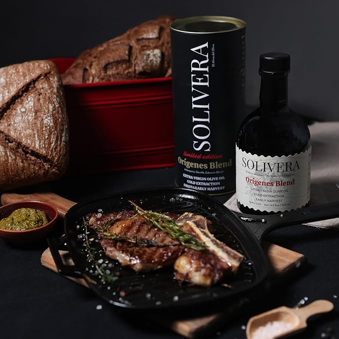 Solivera Orígenes Blend Extra Virgin Olive Oil Cold Pressed, 300+ High Polyphenols, Heritage Blend, Rich & Earthy, Single-Origin Organic Olive Oil, Hand Picked Early Harvest - 16.8 fl. oz. (Orígenes Blend)