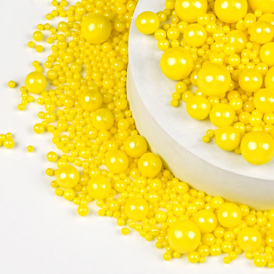 Yellow Pearl Sprinkles for Cake Decorating, Edible Candy Sugar Pearls, 150g/5.29oz Mix Size, Cake Decorations, Cupcake