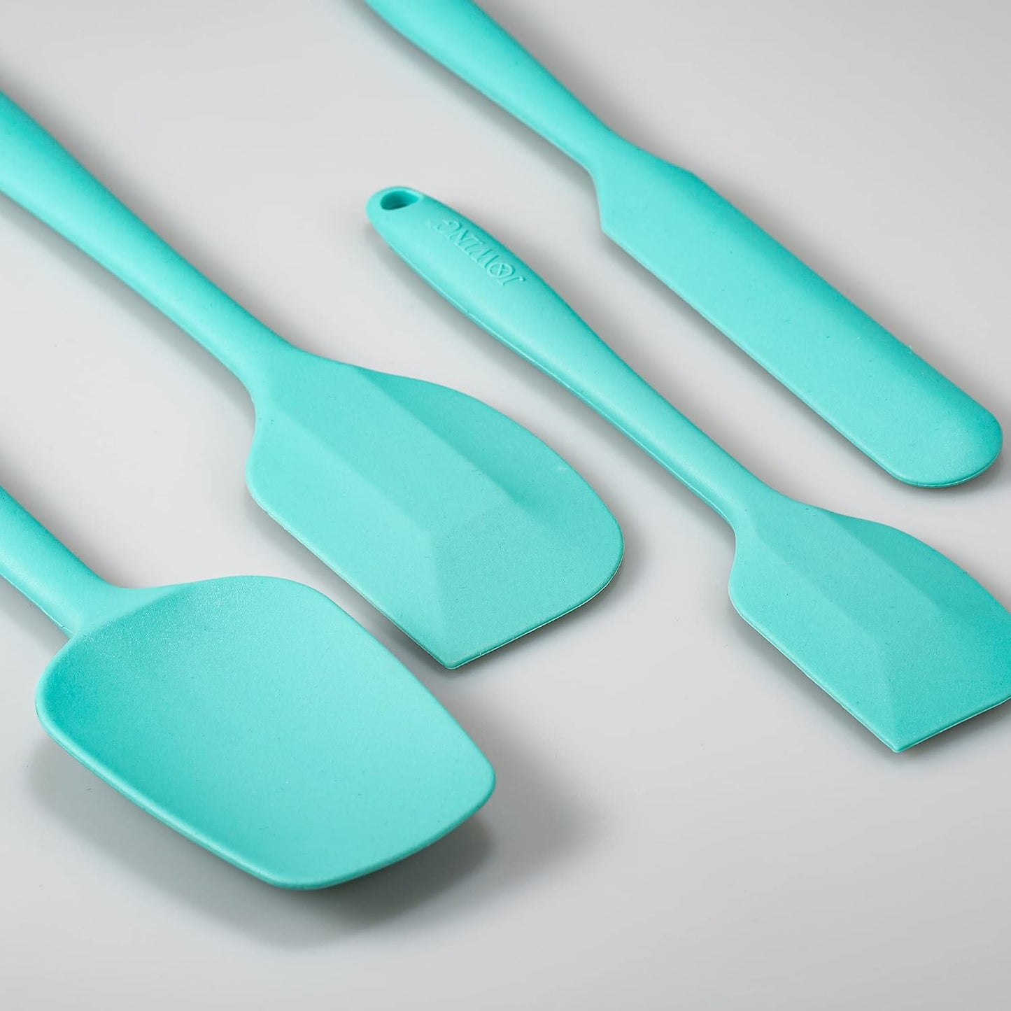 4 Piece Silicone Spatula Set, Flexible Heat Resistant Non-scratch Baking Cooking Rubber Spatulas with Stainless Steel Core, Aqua Sky | One-piece silicone rubber spatulas for baking and cooking; flexible tips, gentle on nonstick cookware and dishwasher saf