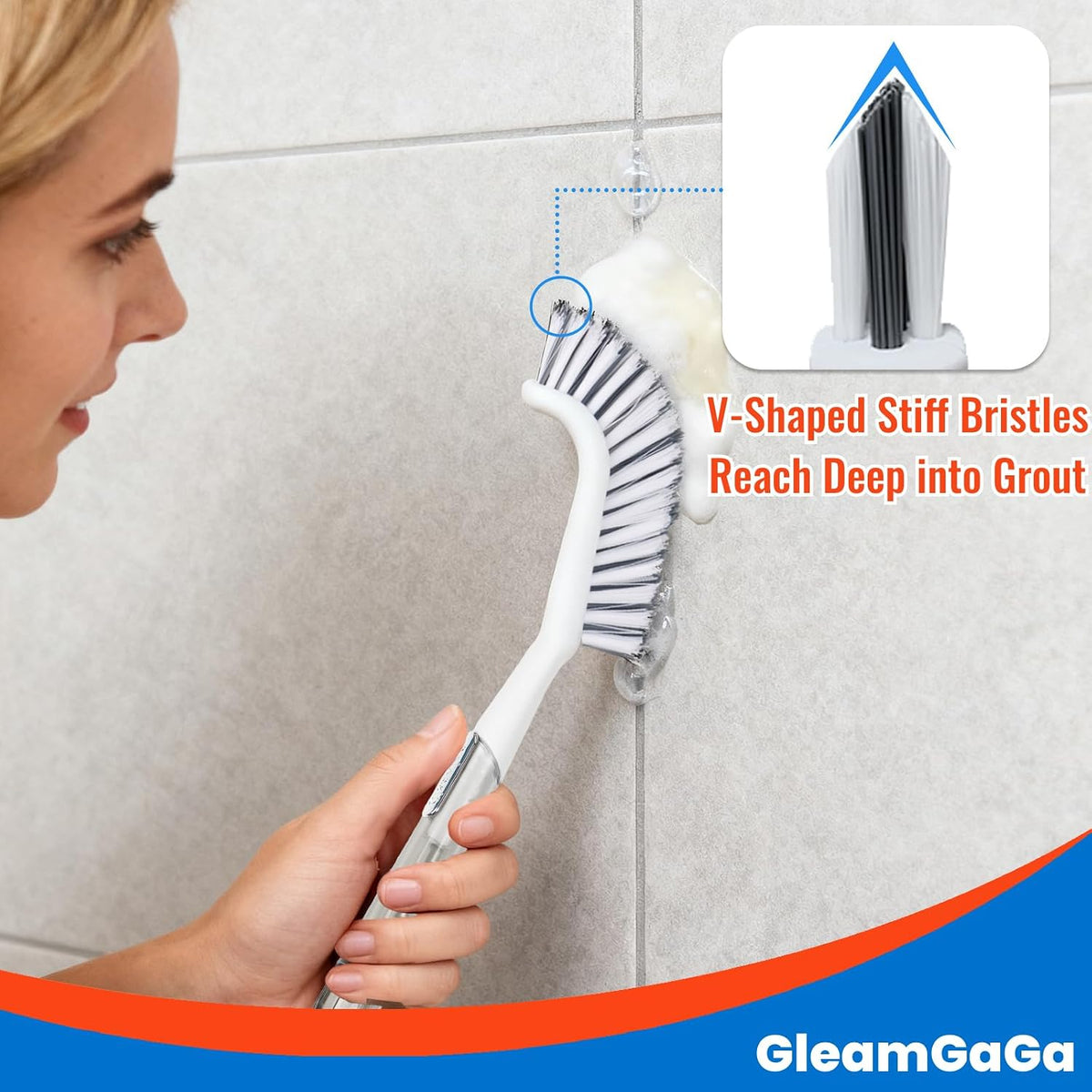 3 Pack Shower Brush for Cleaning, Heavy-Duty Scrub Brush Set for Bathroom