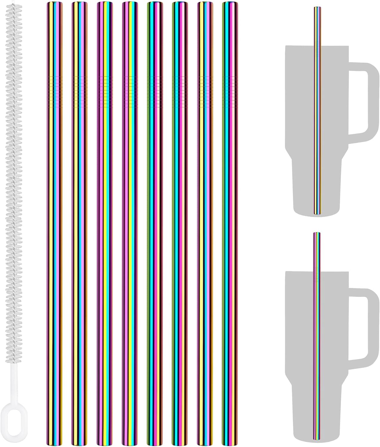 Tomorotec 8PCS Stainless Steel Straws Fit for 40oz Stanley Tumblers