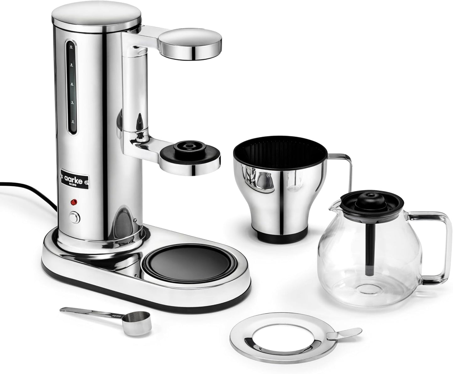aarke Drip Coffee Maker with 42oz Glass Carafe, Stainless Steel | Electric Drip Brewer, Automatic Drip-stop, Brews Full Pot in Under 6 Minutes, SCA Certified