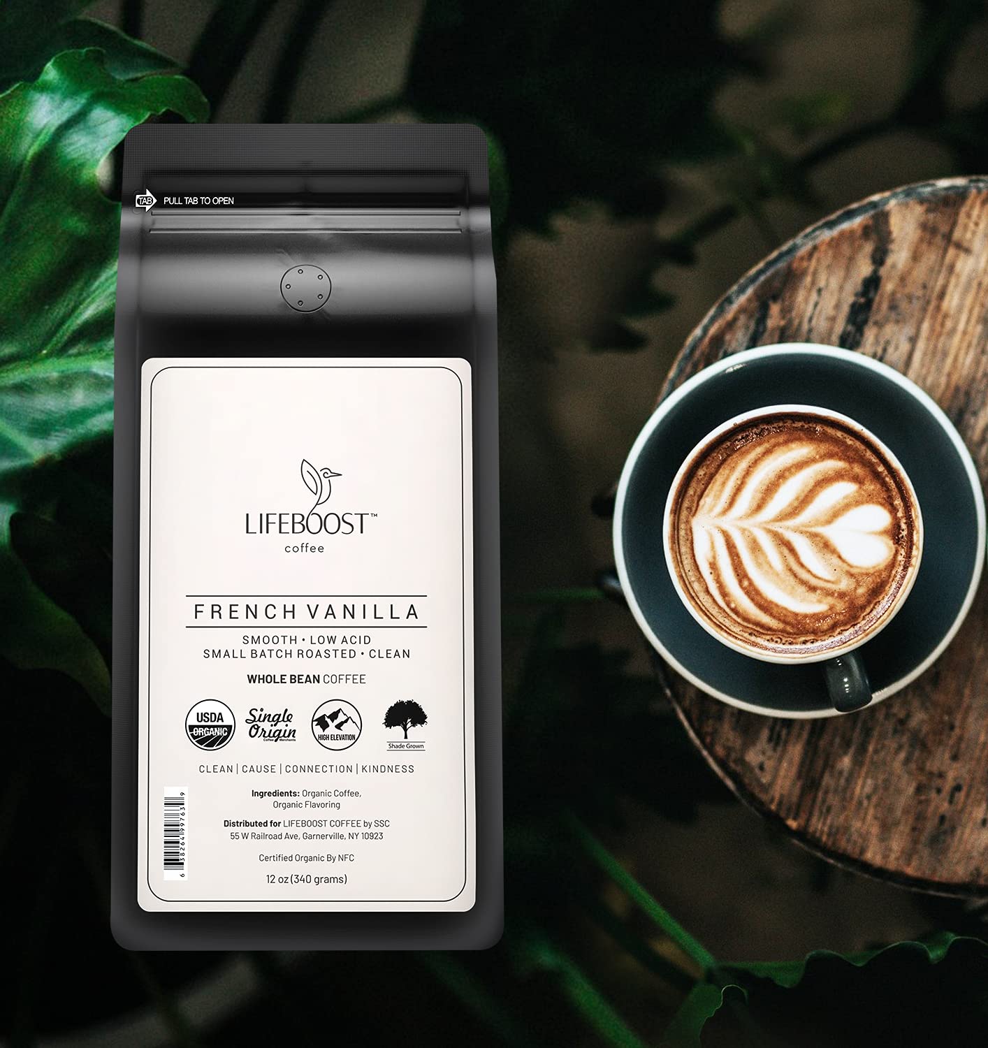 Lifeboost Whole Bean French Vanilla Coffee - Low Acid Single Origin Non-GMO Organic Coffee - Third Party Tested For Mycotoxins &amp; Pesticides - 12 Ounces