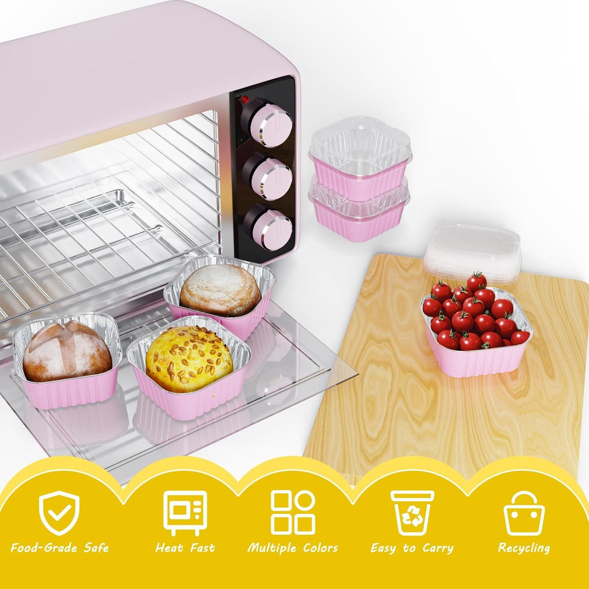 100Pack Mini Cake Pans with Lids, dessert cups baked goods packaging