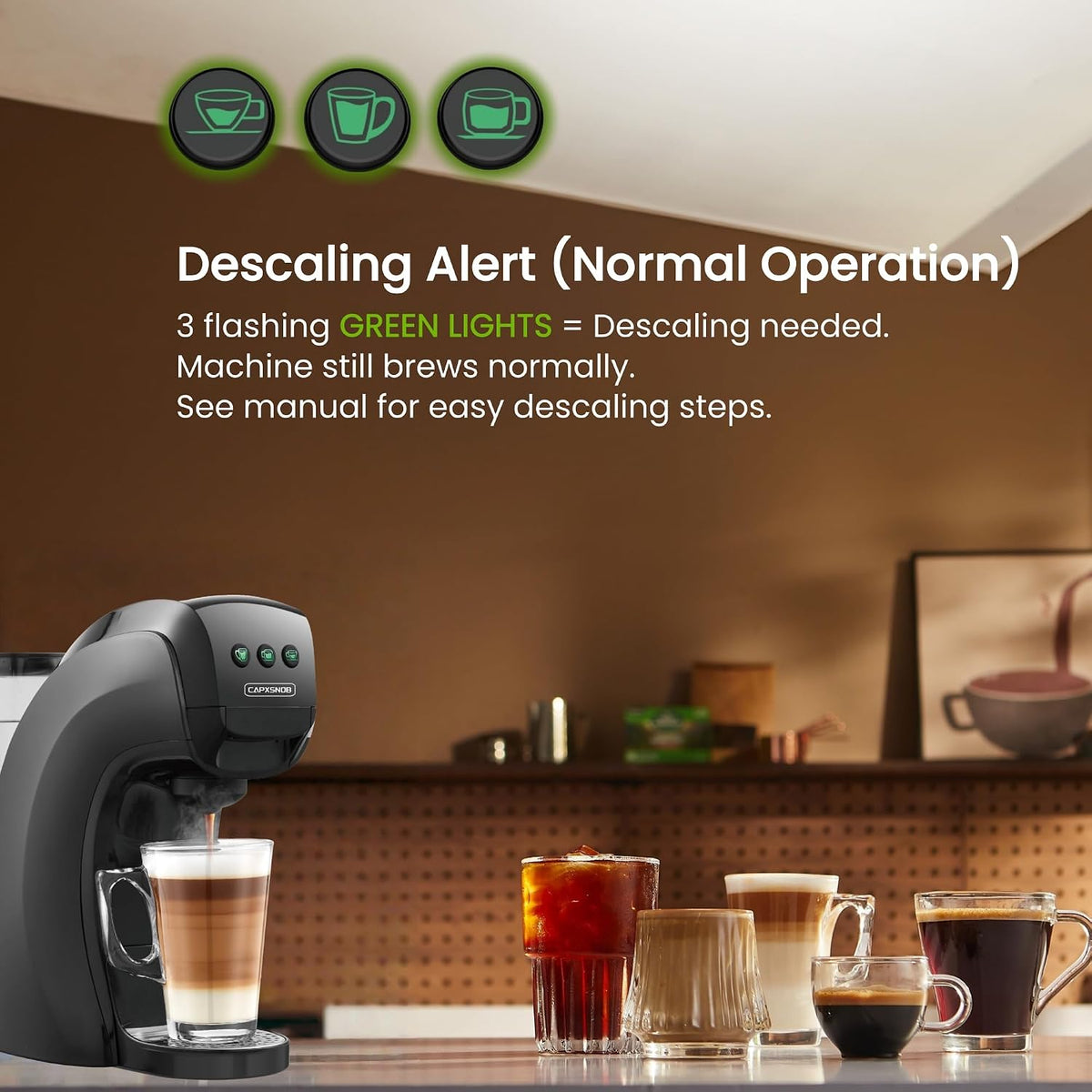Warriors1 4-in-1 Coffee Maker &amp; Espresso Machine for Pods &amp; Grounds, 20Bar | Fits K Cup/Nespresso/Dolce Gusto/Grounds, 3 Cup Sizes, Custom Brew Time/Temp, 5.3"W for Home/Office, BPA-Free &amp; Durable Build