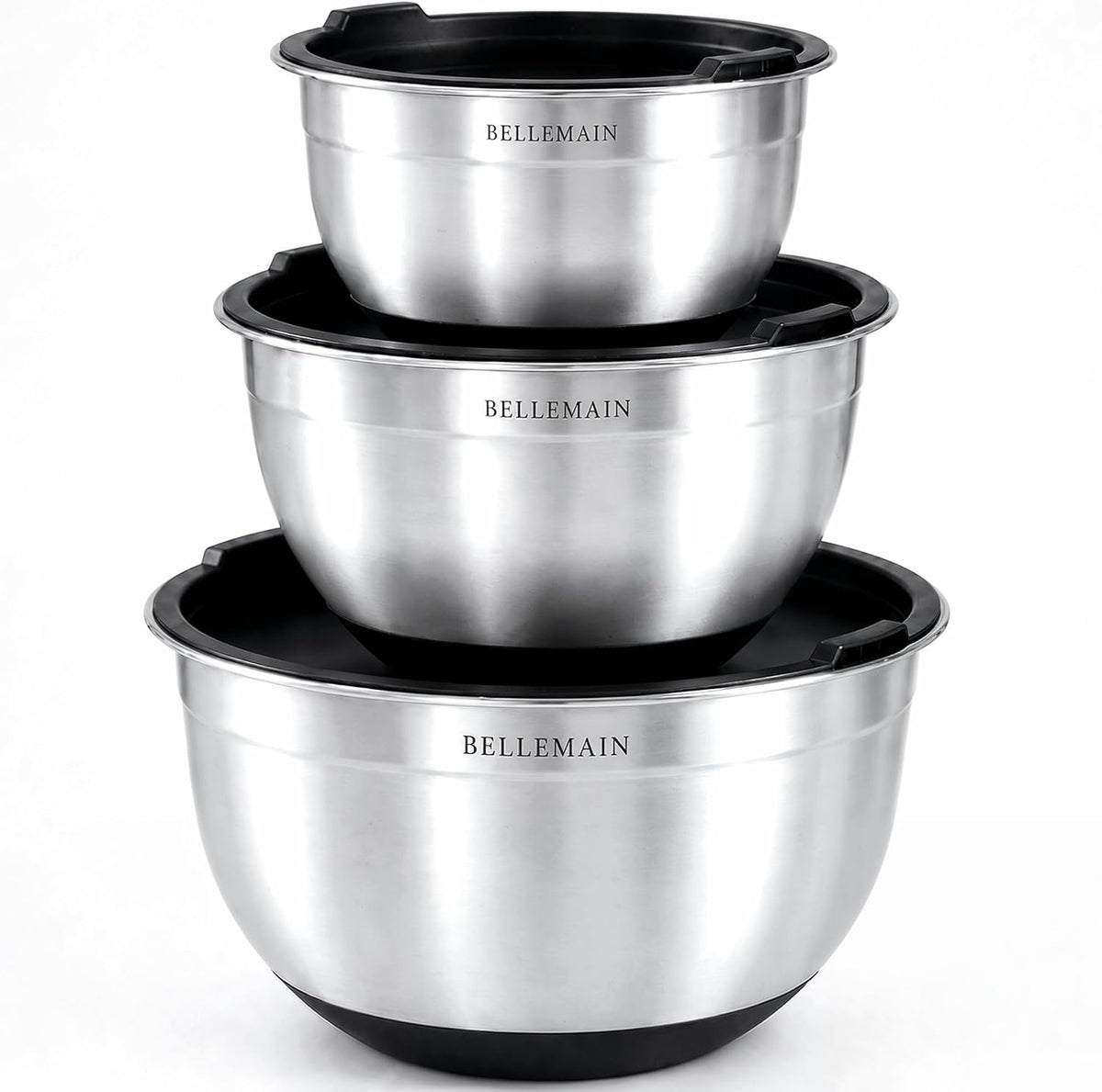 Bellemain Stainless Steel Mixing Bowls with Airtight Lids Set - Set of 3