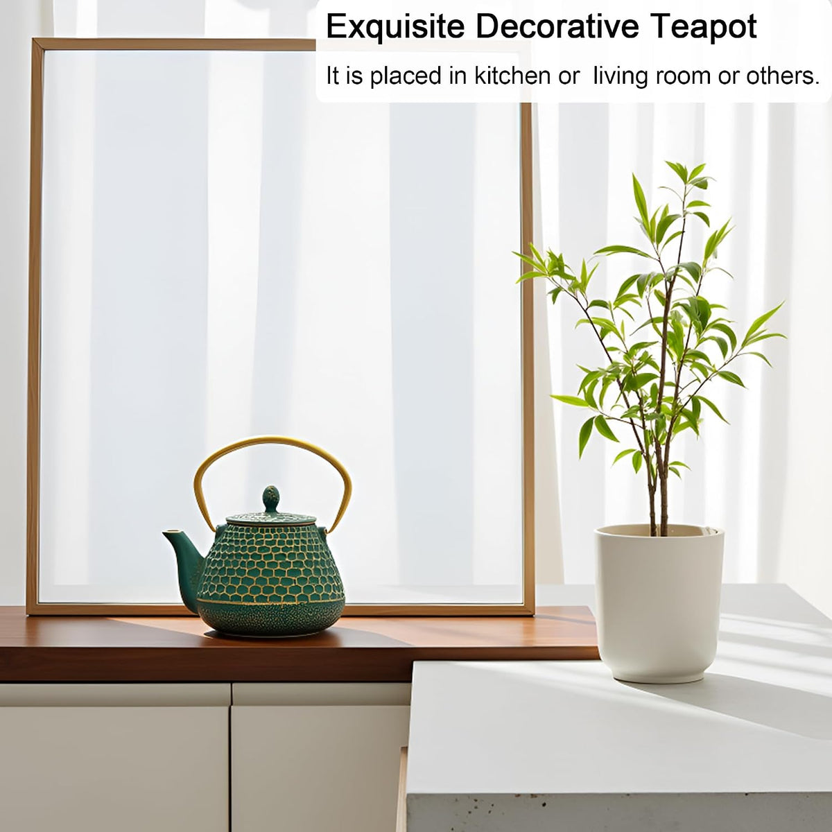 YJX 34oz Cast Iron Tea Kettle for Stovetop, Green Tea Pot for Loose Tea