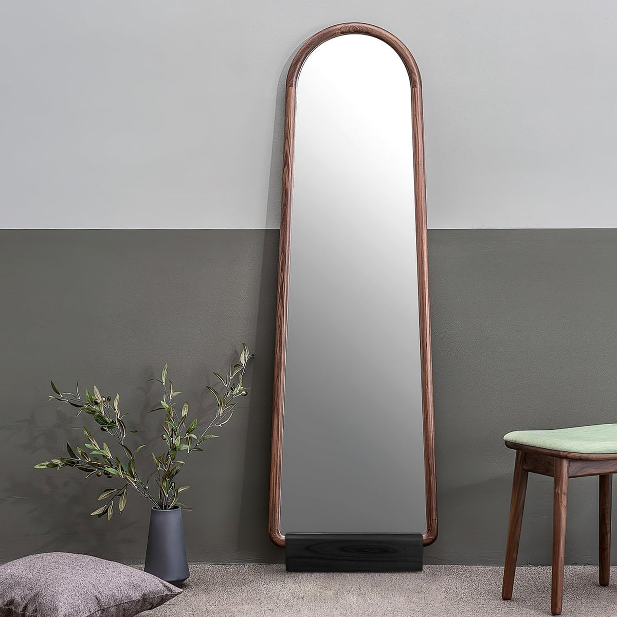 Baluue Wood Floor Mirror Stand for Full Length Mirror Base, Stable Support Stop with Non-Slip Pads for Home, Wedding Sign &amp; Art Gallery, Frames (Up to 1.38")