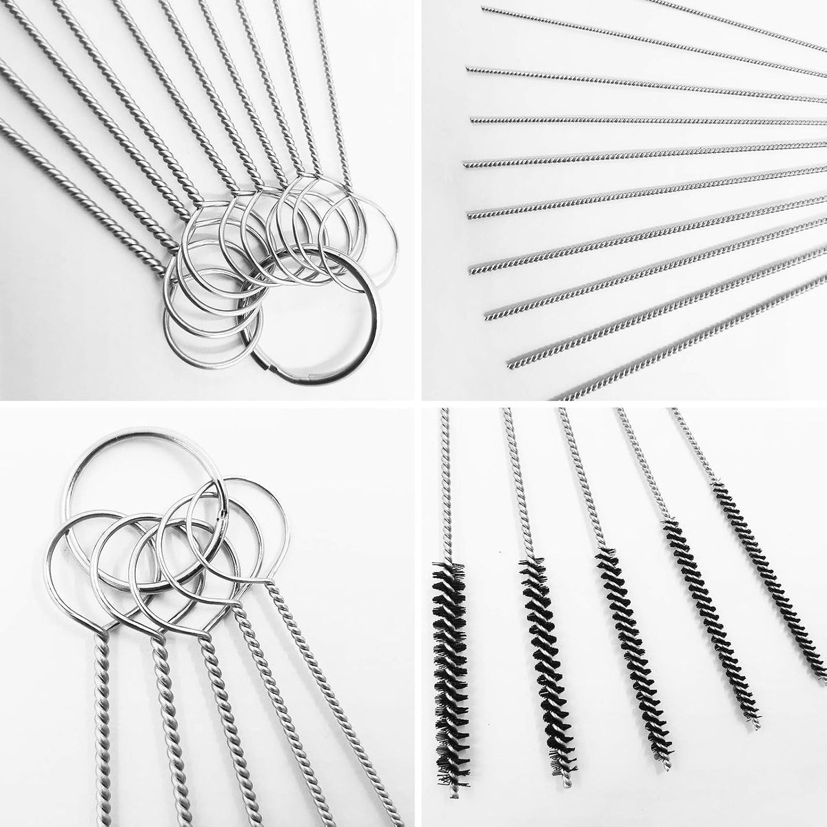 FineGood 9 Pcs Wire Brush Set - Carb Cleaner Kit with 3 Brass, 3 Steel, 3 Nylon Brushes for Car Detailing