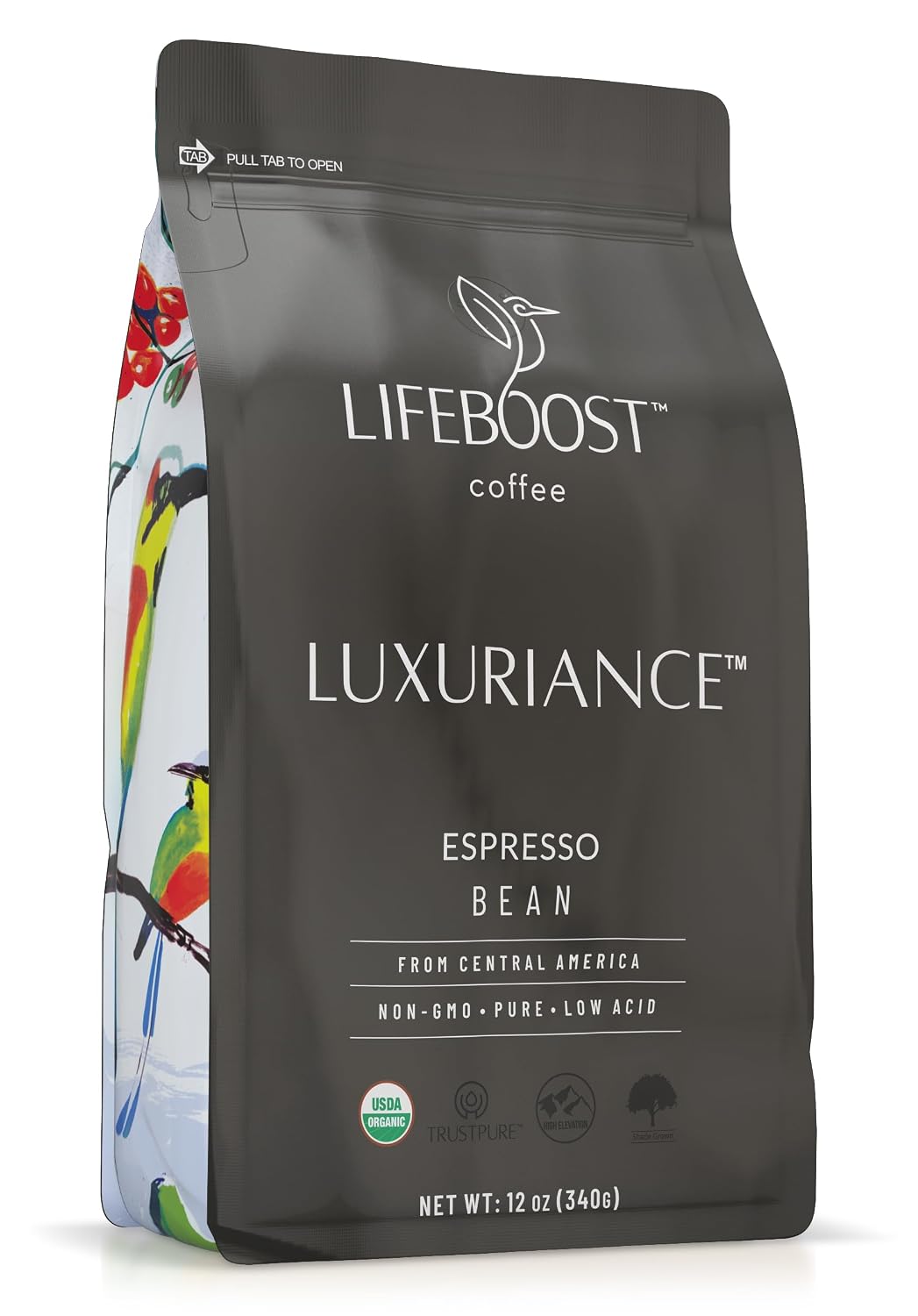 Lifeboost Organic Espresso Whole Bean Coffee - Low Acid Espresso Coffee, Non-GMO, USDA Organic, Single Origin, Third-Party Tested for Mycotoxins &amp; Pesticides - 12 oz Bag