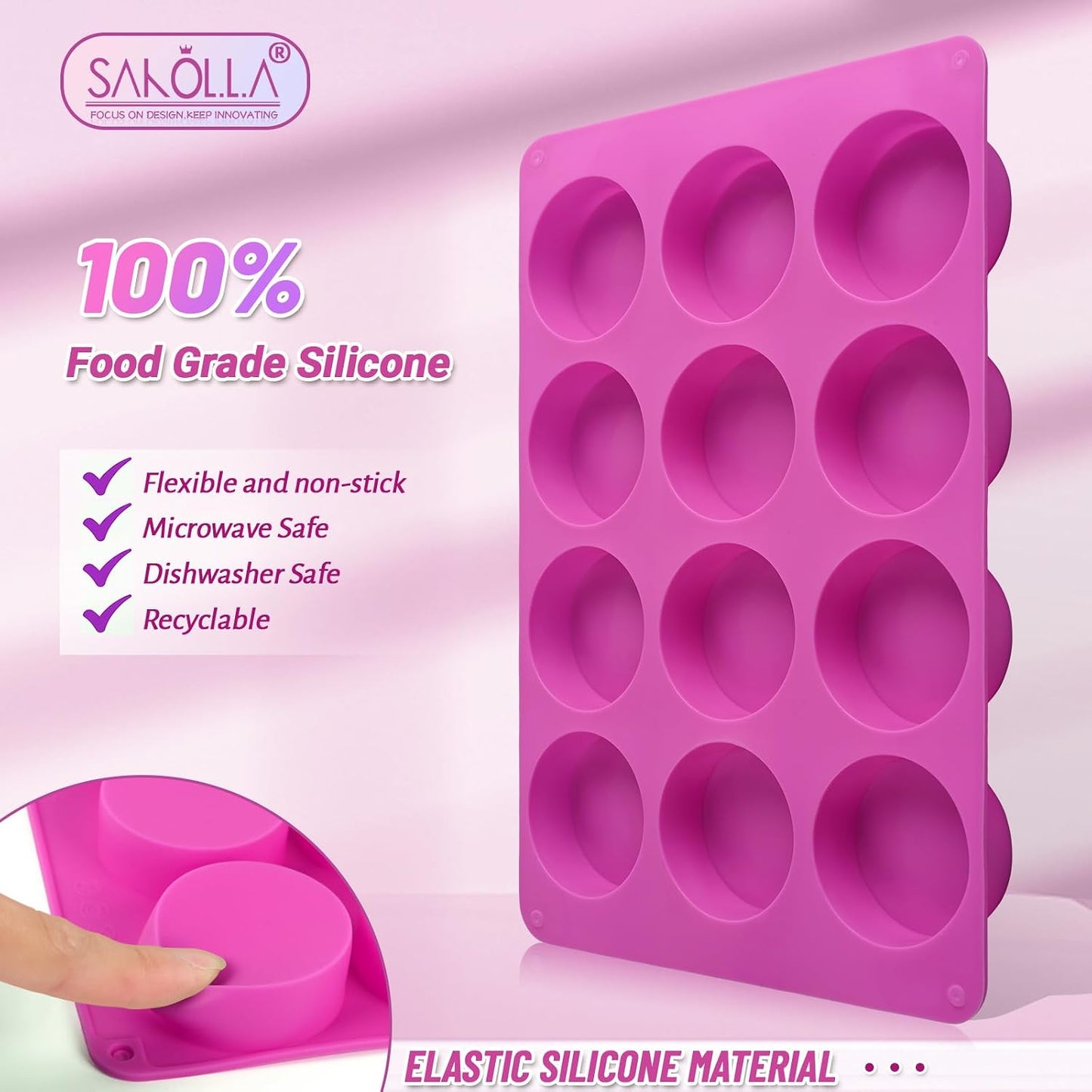 Sakolla 3 Pcs Round Chocolate Cookie Molds, 2.1 Inch Cylinder Silicone Mold