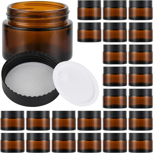 Glass Jars with Lids,Eco-Friendly Cosmetic Containers with Airtight Black Lids & Liners, Multi-Color Options for Cream,