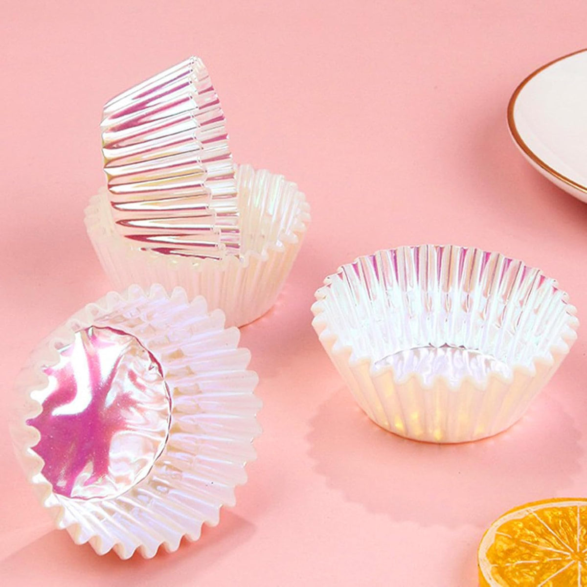 Iridescent Pink Cupcake Liners Wrappers Baking Cups Cupcake 100 Count | Food Grade Gradient Design