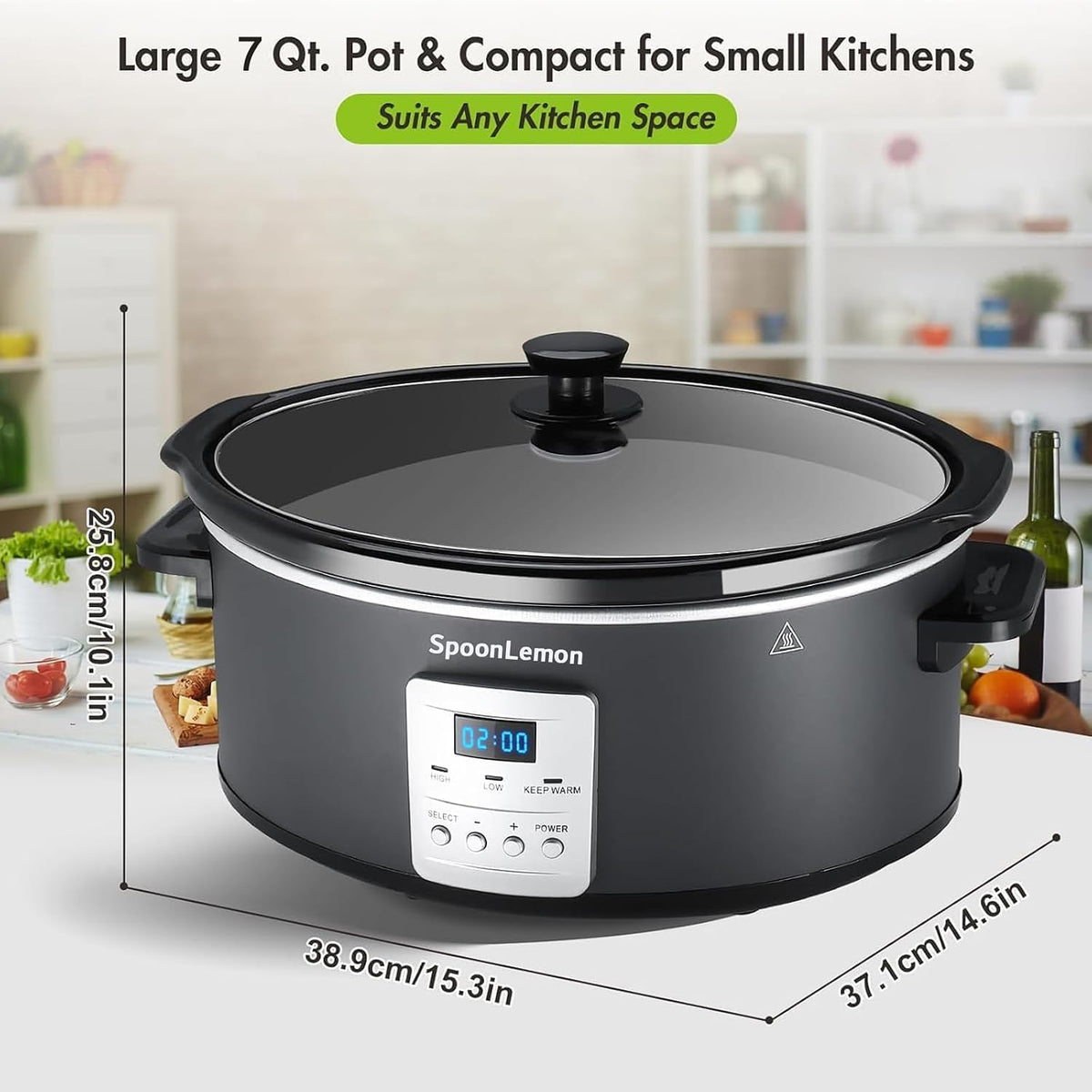 7 Quart Slow Cooker, Electric Slow Cooker Oval with Nonstick Removable Inner Ceramic Pot, Programmable with 3 Temp Settings