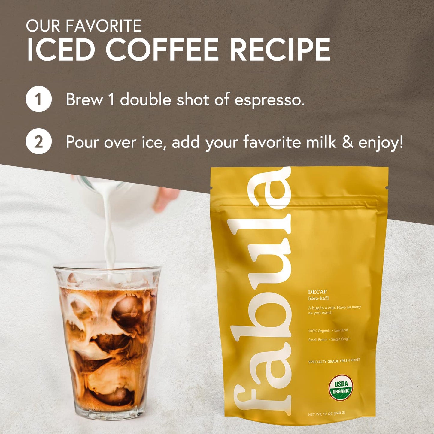 Fabula Low Acid Decaf Coffee Ground, USDA Organic Coffee Medium Roast - Single Origin - Non-GMO - No Molds - Mycotoxins Pesticides Free Coffee - 12 Oz