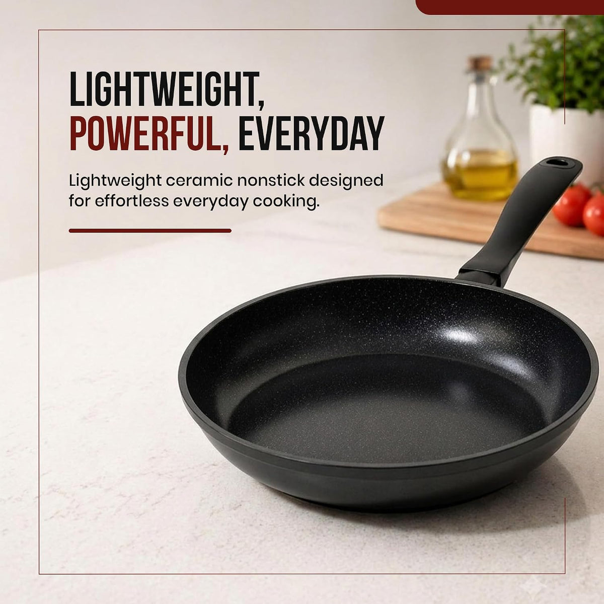 Alva Energy 9.5″ Ceramic Frying Pan – Non-Toxic, PFAS/PTFE-Free Skillet – Induction & Oven Safe, Lightweight with Stay-Cool Handle – Nonstick, Scratch-Resistant, Dishwasher Safe