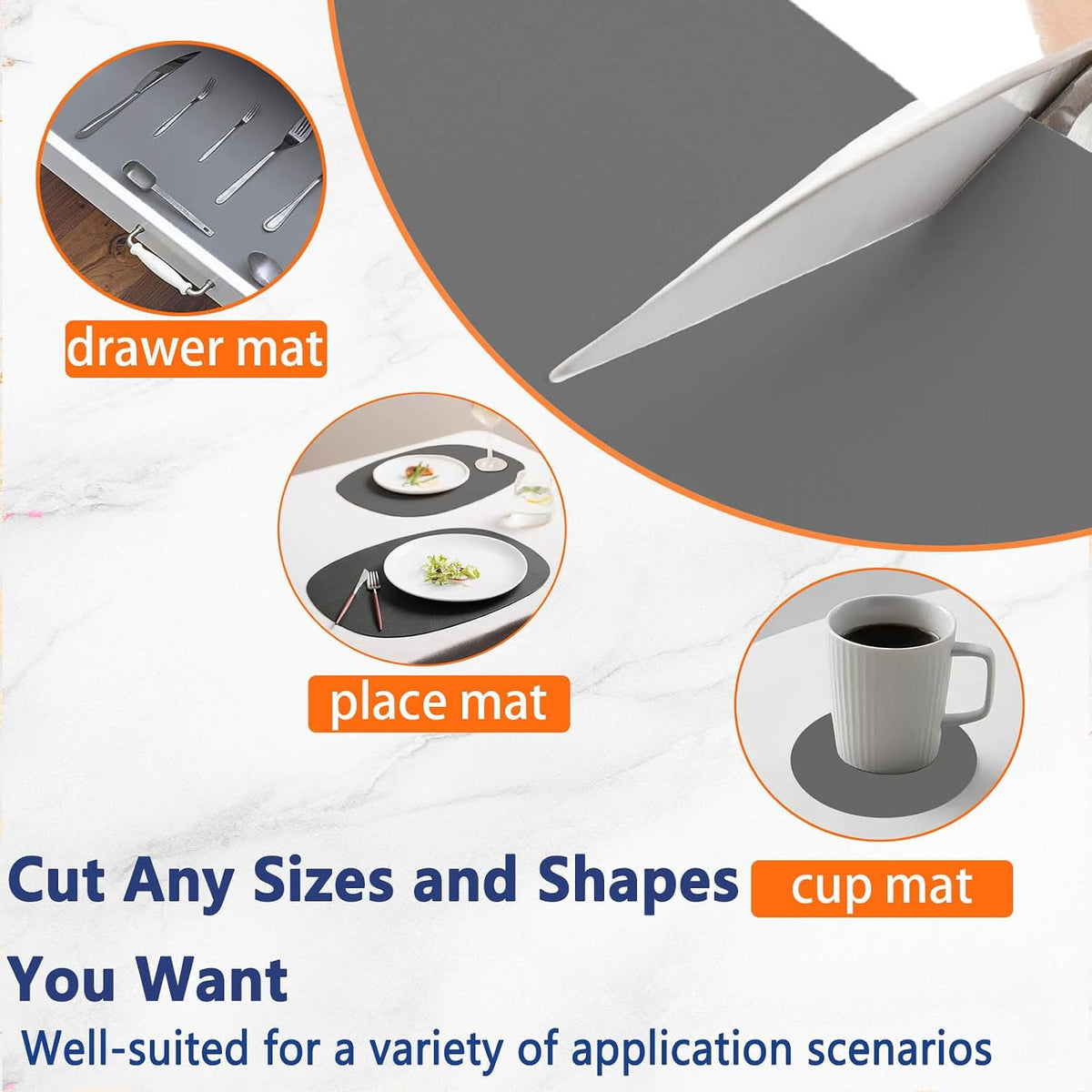 49.2''x15.7''(125cmx40cm) Extra Large Silicone Mat, Silicone Mats for Kitchen Counter, Heat Resistant Mats, Kitchen Island Countertop Protector, Waterproof Placemat, Dark Gray