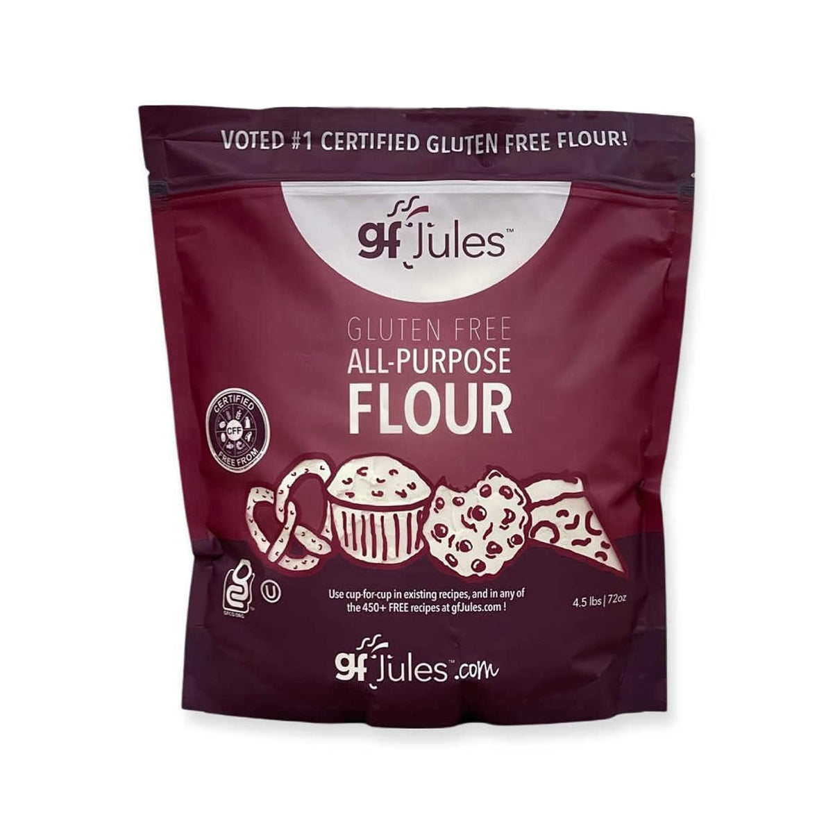 gfJules Gluten-Free All Purpose Flour, Smooth Texture, 72 Ounce Pouch | Certified Gluten-Free, Kosher, Top-9 Allergen-Free, Cup for Cup Baking, Grit-Free, Wheat Substitute