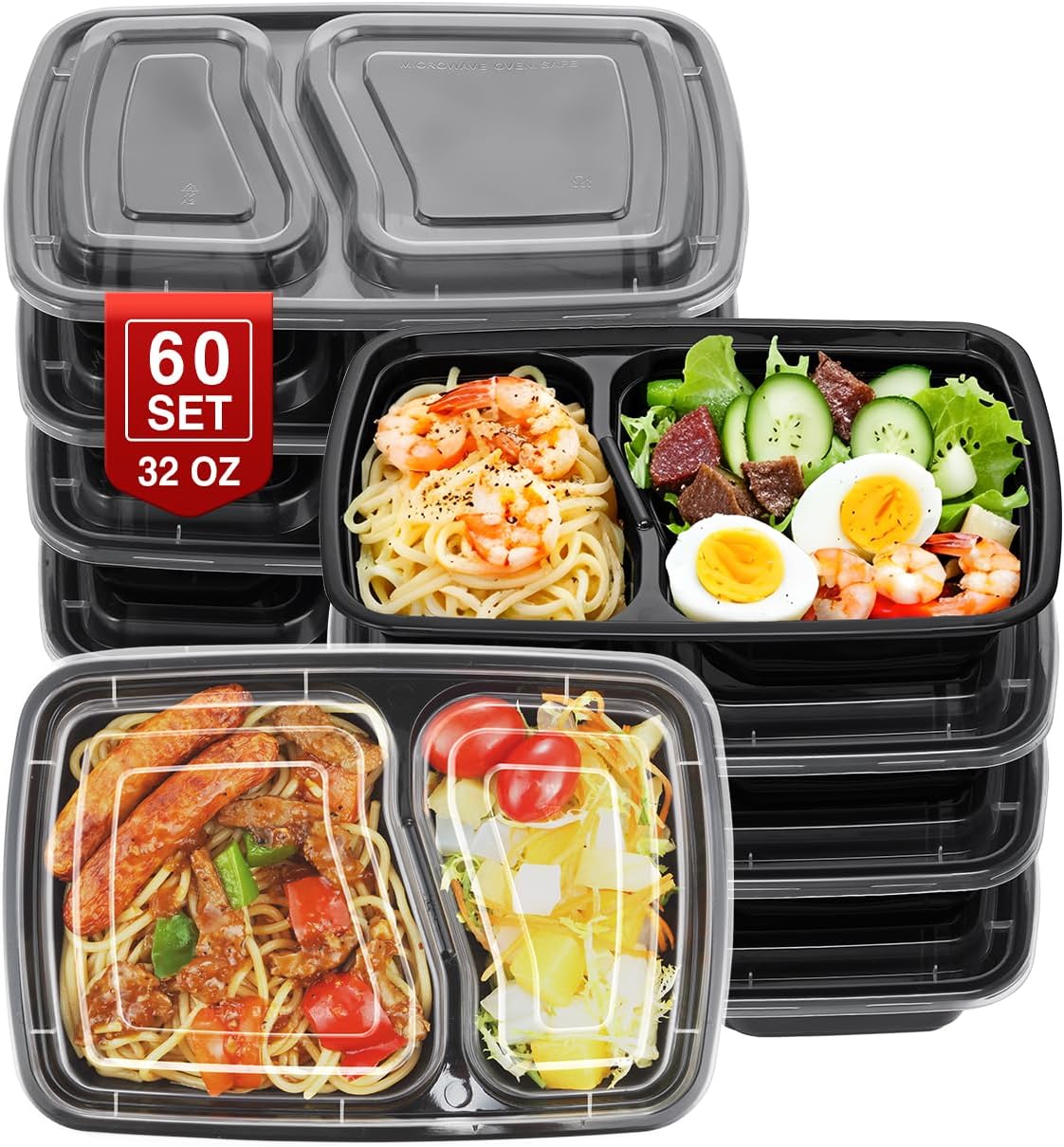 NEEBAKE 60 Set 32 oz Meal Prep Containers with Lids, Food Storage Container
