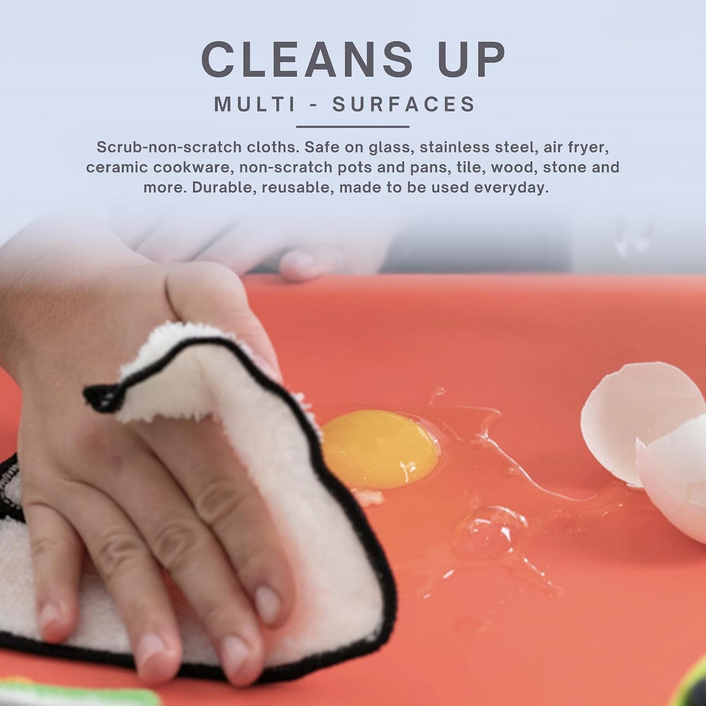 Dishcloths Kitchen Dishrag Cleaning Scrub Reusable 6pk 6x7in | Bamboo-Rayon, Absorbent, Scrub-Non-Scratch, Washable, Durable, Fast-Drying, Multi-Surface, Hand-Sized, Household Cleaning