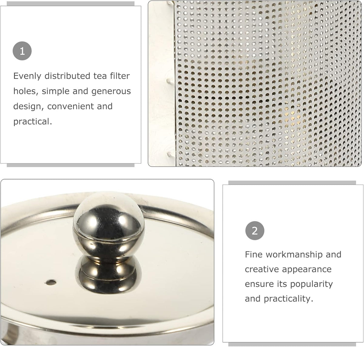 Hemoton Stainless Steel Tea Strainer Insert with Fine Mesh Filter and Lid Replacement Tea Infuser for Teapot Accessories Compact 3.00X2.44 Inch Suitable for Home Rooms and Restaurants