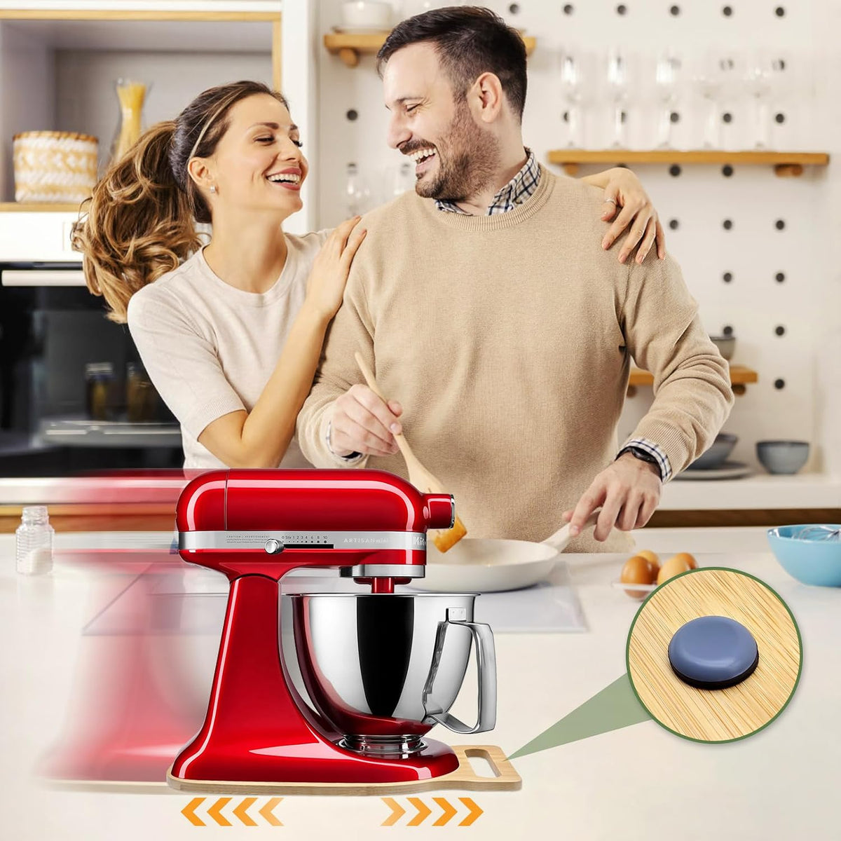 Mixer Slider for KitchenAid 4.5–5 Qt Tilt-Head Stand Mixer, Bamboo Appliance Sliding Tray with Ergonomic Handle, Countertop Slider for Artisan Mixer