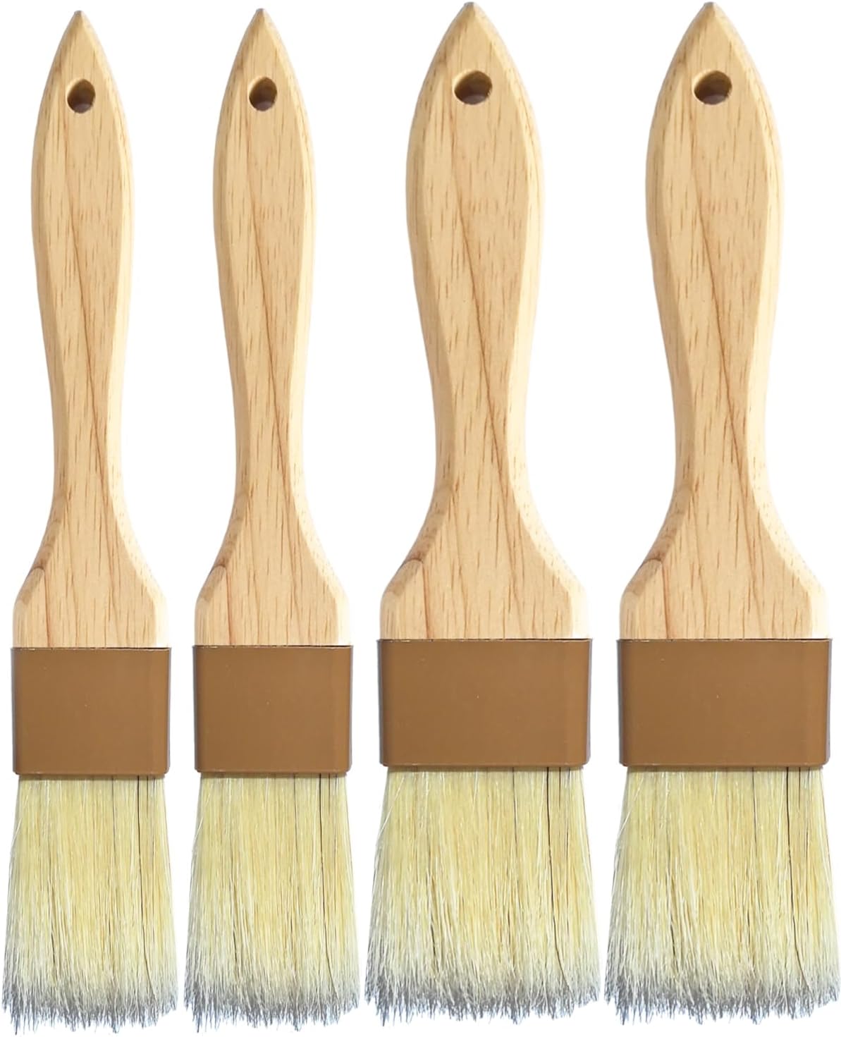 Natural Bristle Basting & Pastry Brush Set - 1.5"& 1" Food Grade Cooking Brushes