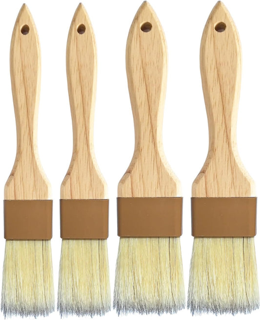 Natural Bristle Basting & Pastry Brush Set - 1.5"& 1" Food Grade Cooking Brushes