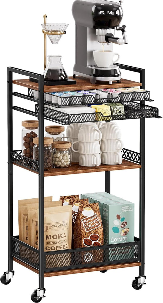 K Cup Holder Rack, Coffee Station Organizer for Nespresso Vertuo and K Cup Capsules, Multi-Functional Bar Accessories