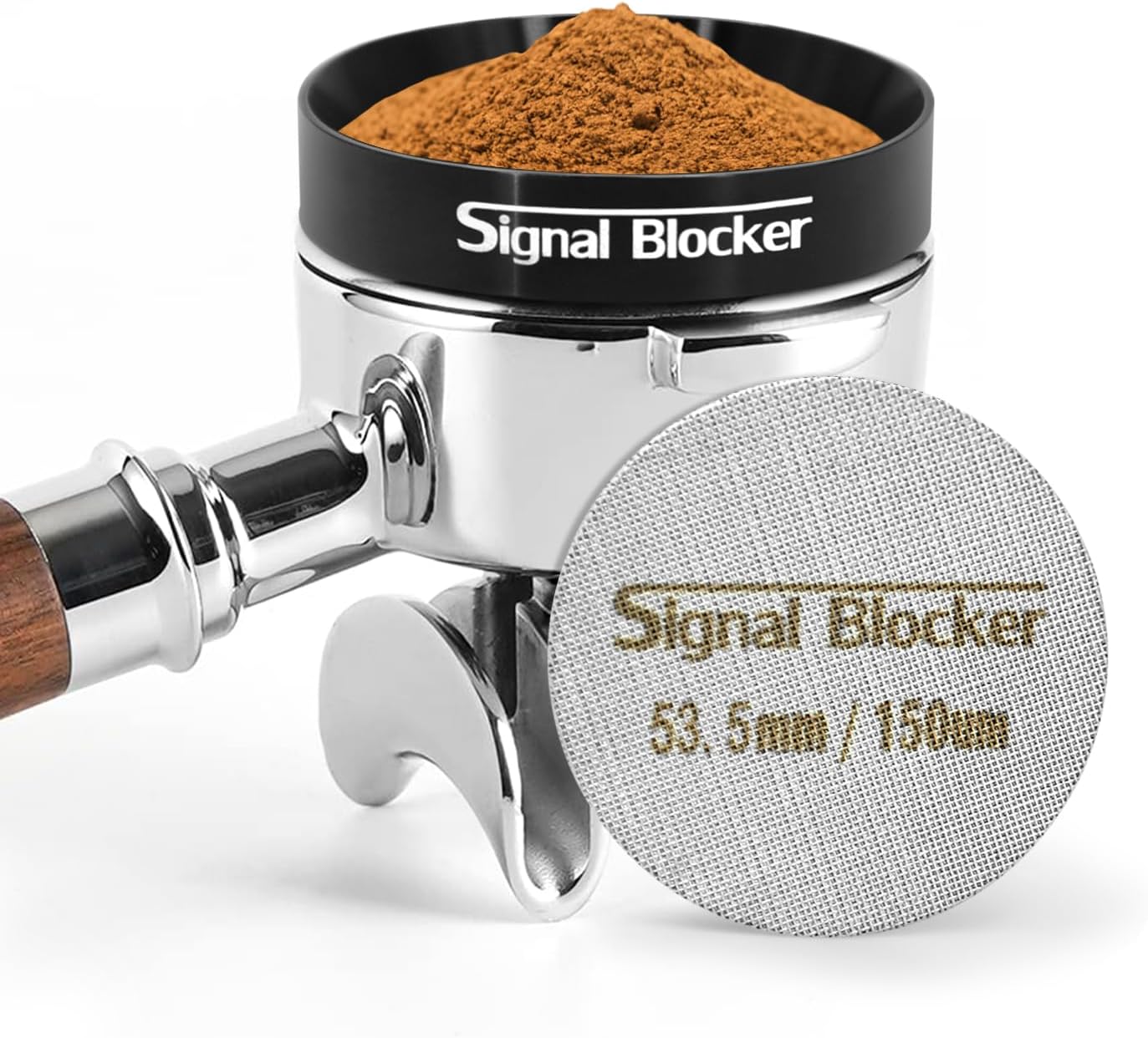 54mm Espresso Dosing Funnel &amp; 53.5mm Puck Screen for Breville: Magnetic Coffee Dosing Ring Aluminium Metal - Reusable 1.7mm Thickness 150μm Puck Screen 316 Stainless Steel | Fits All 54mm Portafilters