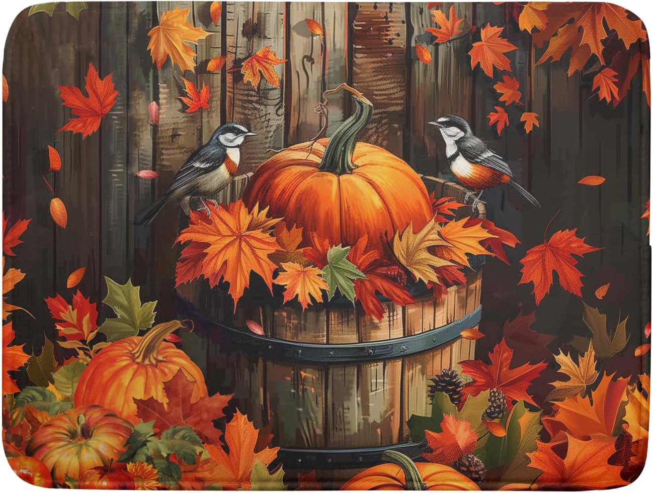 Fall Pumpkin Dish Drying Mat for Kitchen Counter 18x24 Inch Autumn Maple Leaves Microfiber Drying Mats Absorbent Reversible Thanksgiving Day Dish Pad