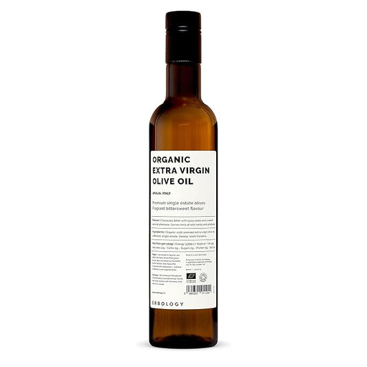 Erbology Organic Extra Virgin Olive Oil 17 fl oz - Early Harvest - 742 mg/kg Polyphenols - 0.15% Free Acidity - 100%