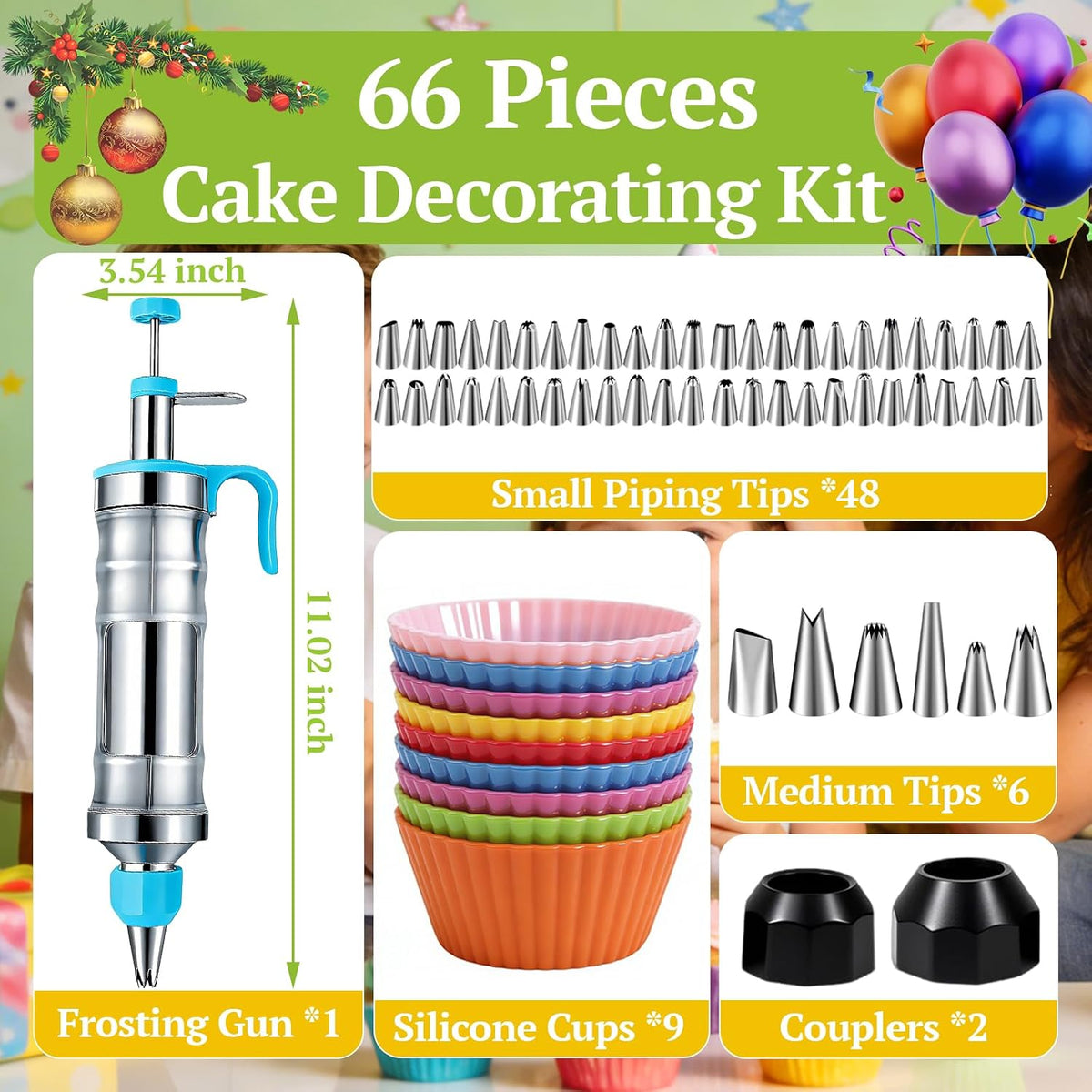 Suuker Dessert Decorating Syringe Set, Icing Piping Kit, Blue