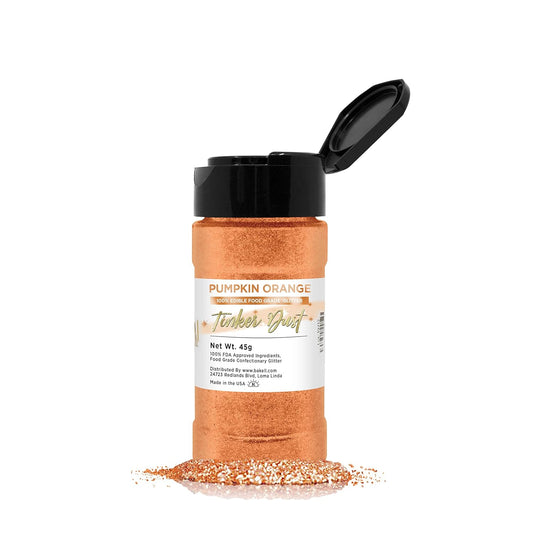 Pumpkin Orange BAKELL Edible Glitter, 45 Grams | TINKER DUST Edible Glitter | KOSHER Certified | 100% Edible Glitter |