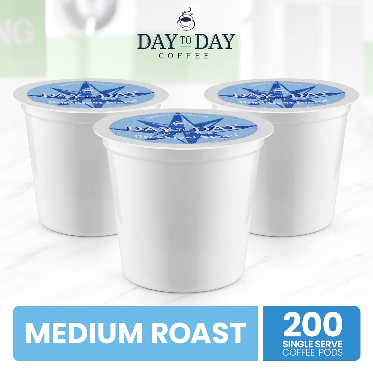 Day To Day Coffee Pods, Breakfast Blend Medium Roast, 200 Count Bulk | Keurig K-Cup compatible single serve pods. Bulk 200 count value pack for busy households, offices and breakrooms