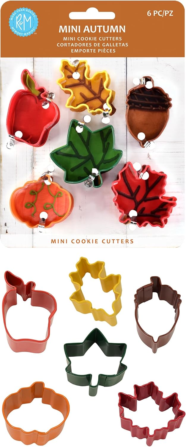 R&M Mini Autumn 6-Piece 1.5" - 1.75" Color Cookie Cutter Set