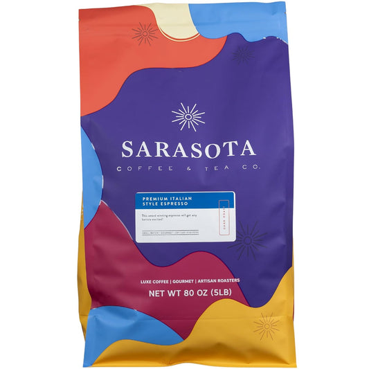 Sarasota Coffee Ground Espresso | Dark Roast Gourmet Coffee Grounds | Low Acid, Mold Free, Specialty Grade, Bulk Ground