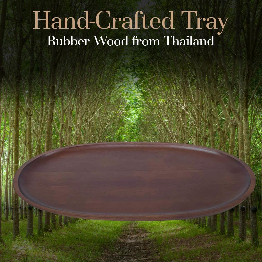 Woodard &amp; Charles Walnut Stain Wood Extra Large Oval Tray, 12" x 18" | Serve Charcuterie, Cheese, Tapas, Sushi, Crudites, Appetizers, and More. For Home Entertaining, Parties, Events, and Catering