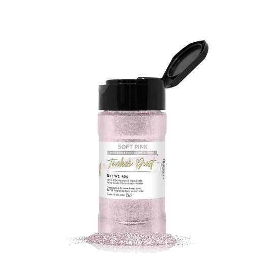 BAKELL Soft Pink Edible Glitter, 45 Grams | TINKER DUST Edible Glitter | KOSHER Certified | 100% Edible Glitter | Cakes,