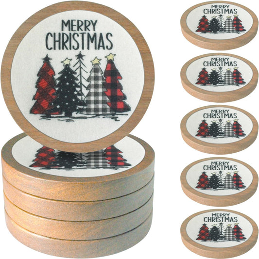 Christmas Tree Coasters for Drinks, Minacun Absorbent Coaster Set of 5, White Elephant Gifts, Secret Santa Gifts, Xmas