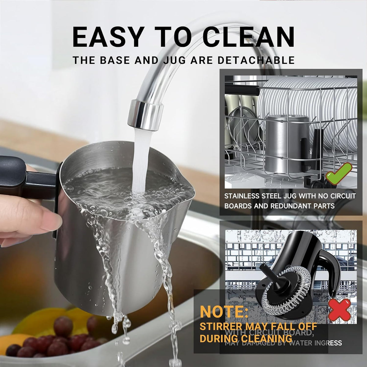 4-in-1 Electric Milk Frother and Steamer with Auto Shut-Off