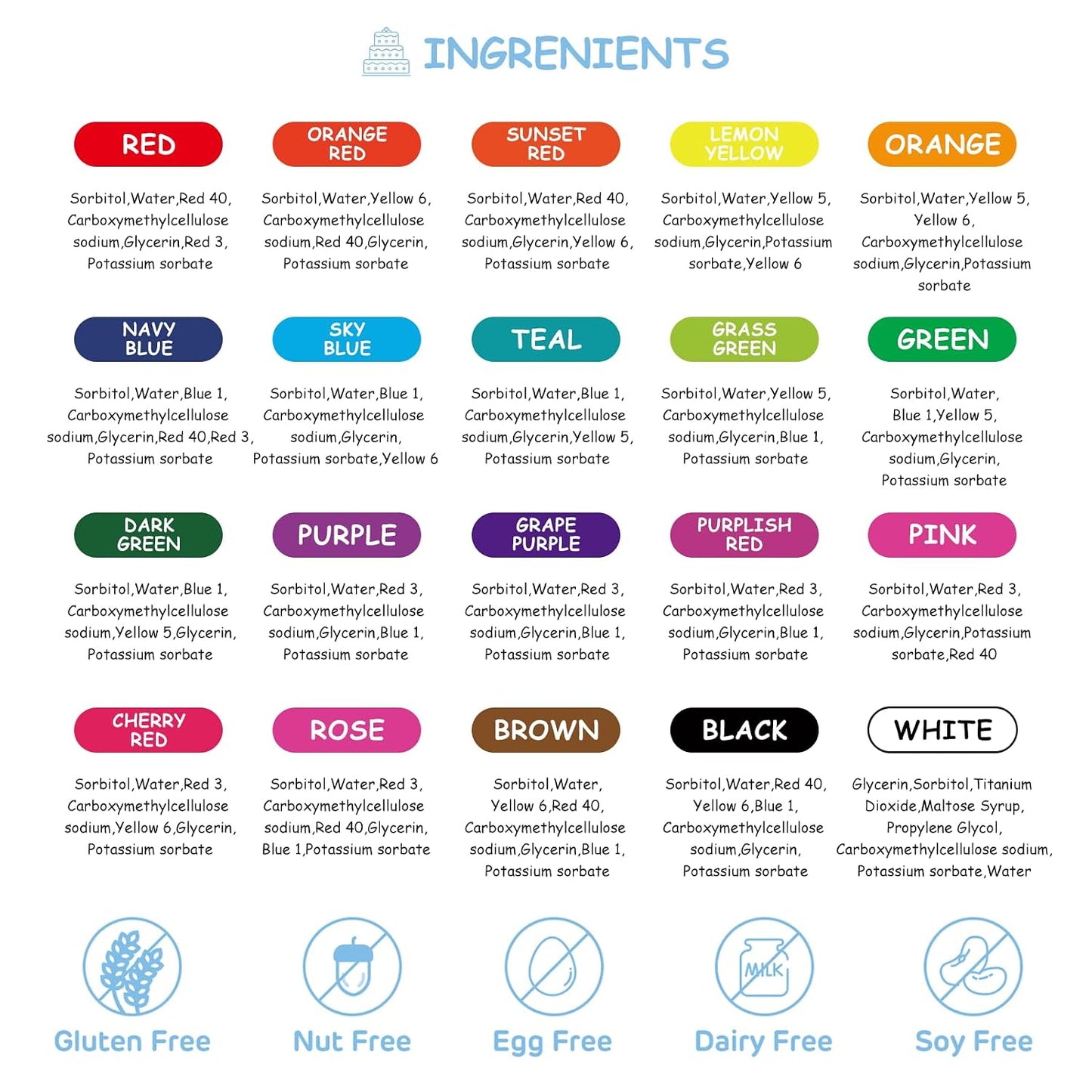 Gel Food Coloring Cake Decorating Set - Jelife 20 Colors Gel Based Flavorless Edible Food Color Dye Vibrant Concentrated Neon Icing Colors for Kids Baking Macaron Frosting Fondant Cookie (6ml/Bottles)