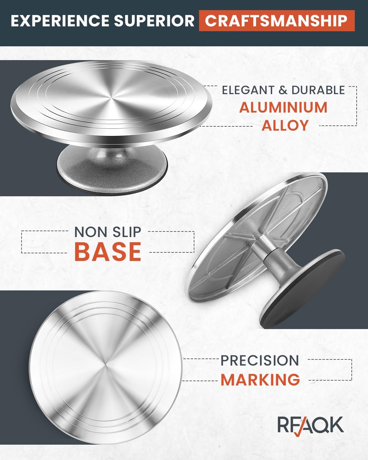 RFAQK 50PCs Cake Decorating Supplies Kit with 12" Aluminum Rotating Cake Turntable Stand