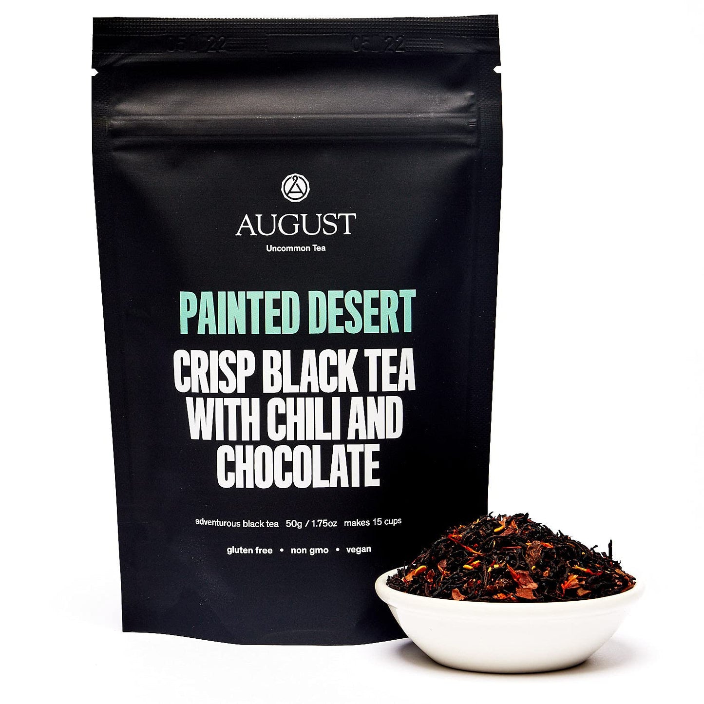 August Uncommon Painted Desert Black Tea – Mexican Chili &amp; Cocoa (1.75oz) | Spicy and Rich Blend with Notes of Mexican Chili, Cinnamon, and Dark Cocoa – Loose Leaf Tea Caffeinated in a Resealable Pouch