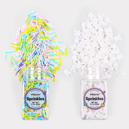 Pastel Jimmies, White Bunny Cupcake Toppers, Edible Easter Sprinkles, Spring Sprinkles for Easter Theme Cake, Spring