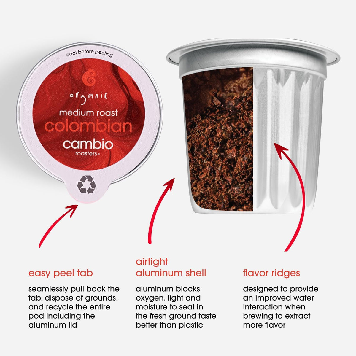 Cambio Roasters Medium Roast Coffee Pods - Recyclable Aluminum Pods, 10ct