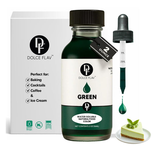 Dolce Flav Natural Green Food Coloring – 2 oz Vibrant Plant-Based Color from Green Apple | Water-Soluble Liquid Dye for